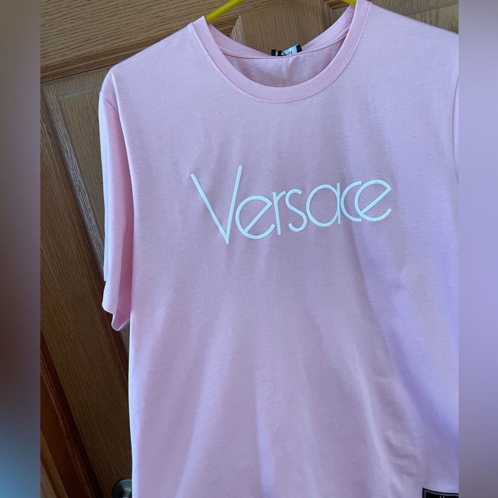 Versace Blush Pink Tee with White Logo